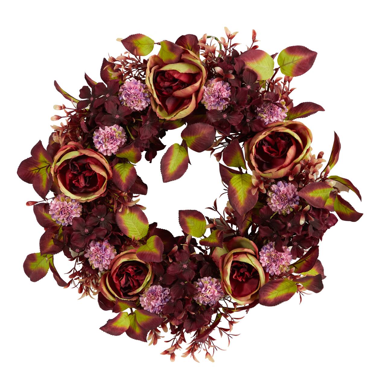 22&#x22; Mixed Fall Rose &#x26; Hydrangea Wreath